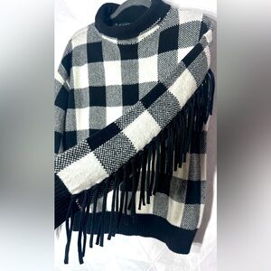 Lauren Ralph Lauren Black and White Cowl Neck Sweater